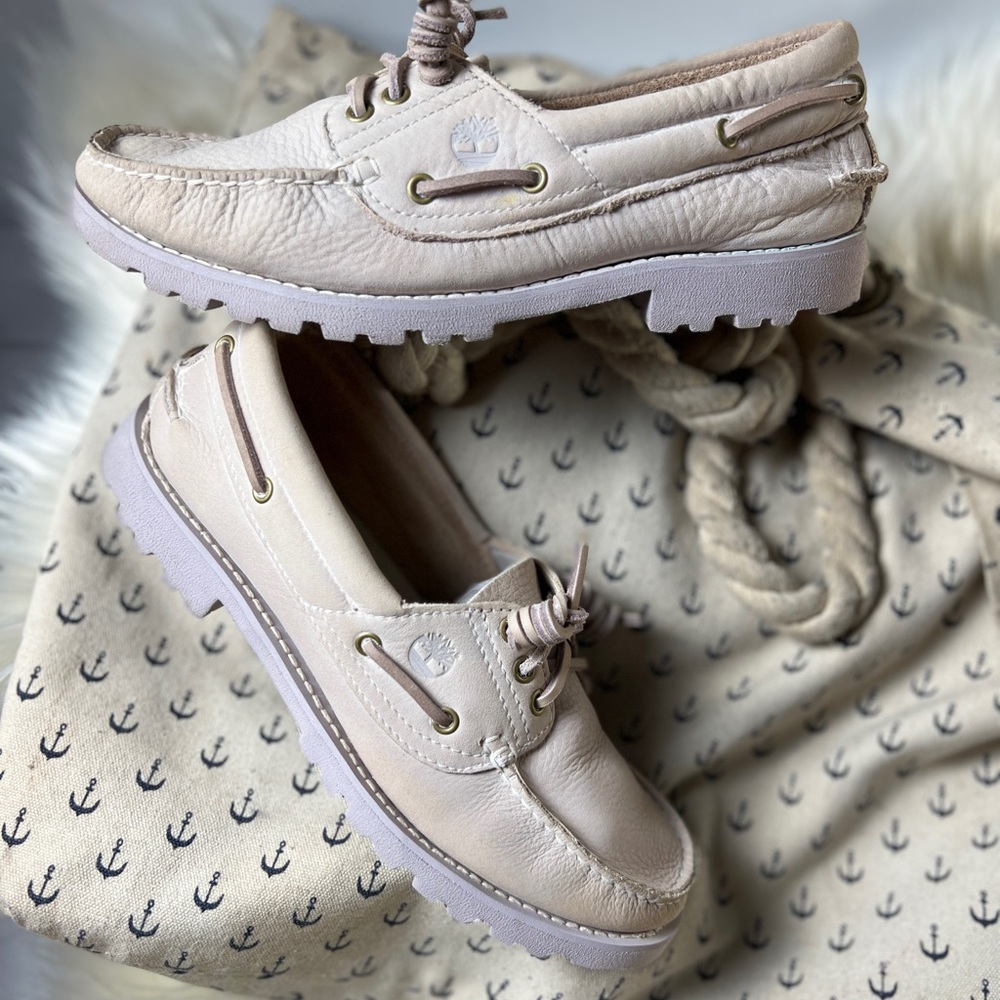 Lt Purple Leather Hand Sewn Slip On Boat Shoes Timberland Women’s Size 8